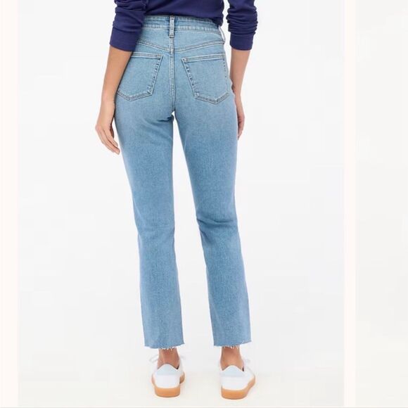 J. Crew Essential Straight Cropped Jeans Womens 35 Light Blue High Rise Raw Hem - Picture 6 of 16